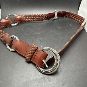 Brighton Brown Leather Braided Belt B30935 Size 32